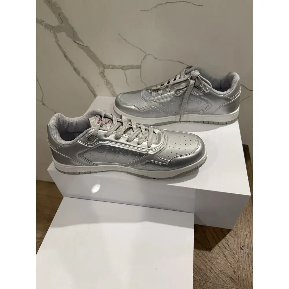 True Religion Jones Silver Patent Leather LowTop Mens Size 11 Sneaker Shoes New
